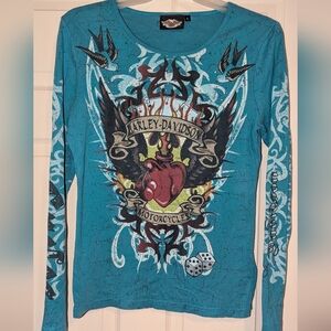 Harley-Davidson Blue Graphic Long Sleeve Shirt